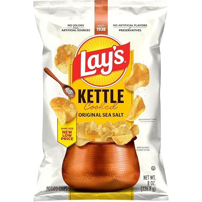 Lay's Wavy Potato Chips - Kettle Cooked Sea Salt